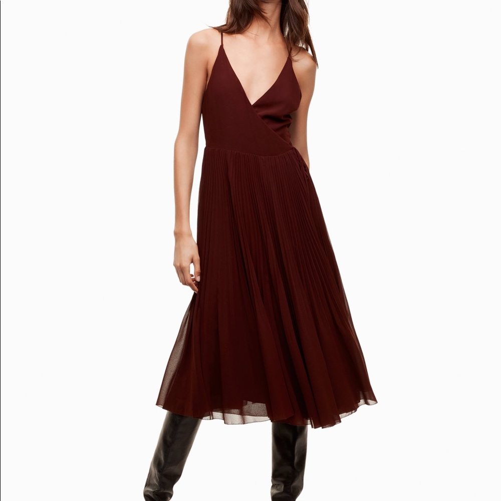 Aritzia Wilfred Beaune Dress in Maroon Floral